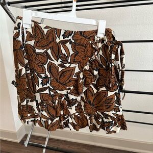 Floral Wrap Skirt in Brown and Black